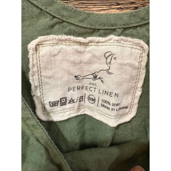 NotPerfectLinen green linen sleeveless top size S/M but fit more like XS/S - Picture 3 of 5